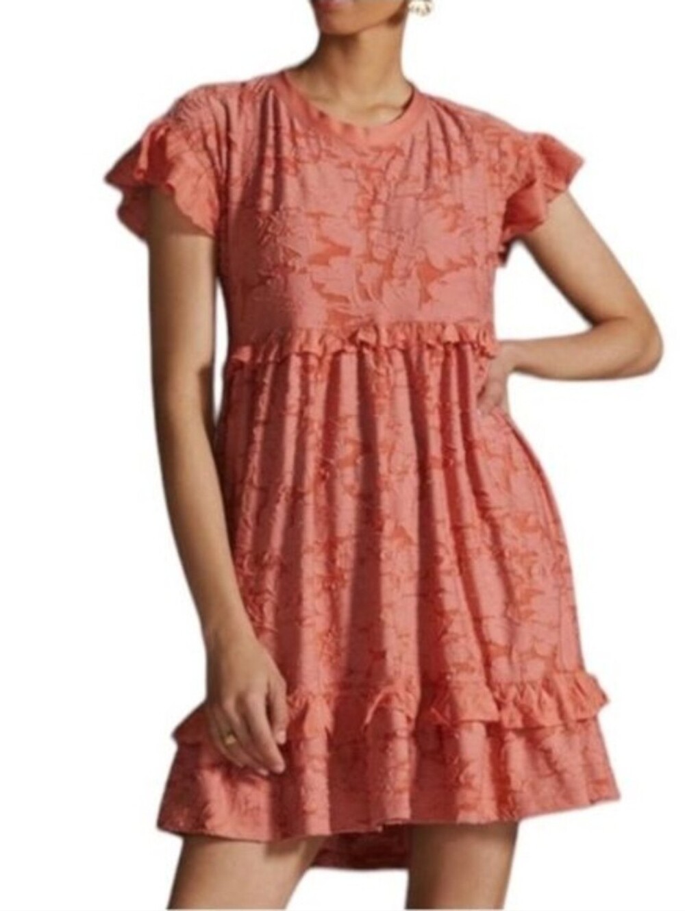 ANTHROPOLOGIE RUFFLE KNIT MINI DRESS
